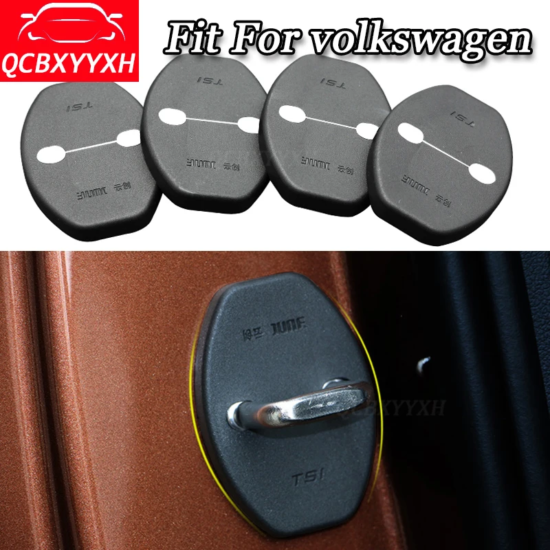 

QCBXYYXH Car styling 4pcs/set Car Door Lock Protective Cover For Volkswagen TIGUAN POLO GOLE SHARAH TOURAN BORA LAVIDA 2008-2018