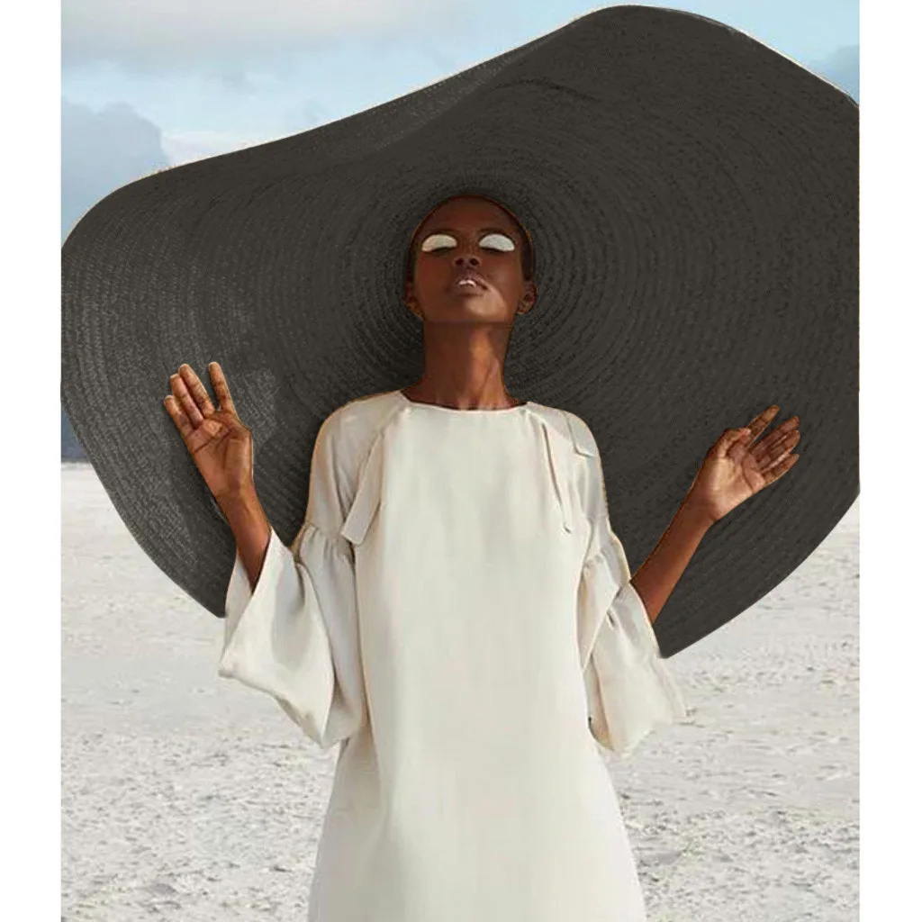 

Woman Fashion Large Sun Hat Beach Anti Sun Protection Foldable Straw Cap Cover Oversized collapsible sunshade beach straw hat