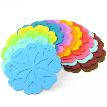 

Beautiful 17cm flower heart pvc coaster cup pad table mat placemat set for home and bar 100 pcs per lot