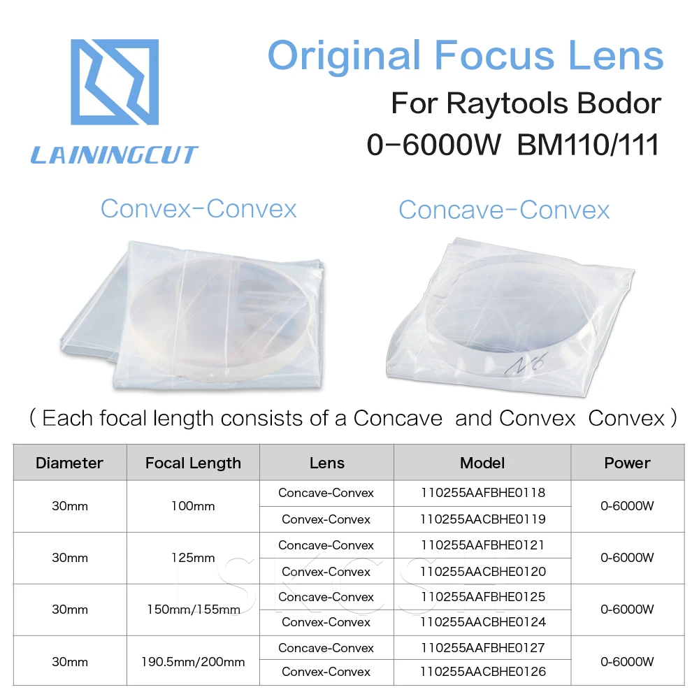

Raytools Original Collimating lenses Focus Lens D30 F100-200mm for Raytools Bodor fiber laser cutting BM110 BM111 0-6000W