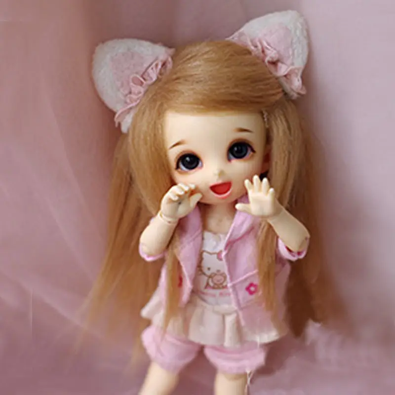 [Wamami] светильник коричневый/льняной длинный шерстяной парик 1/8 Pukifee Ae Lati BJD Dollfie 14 см