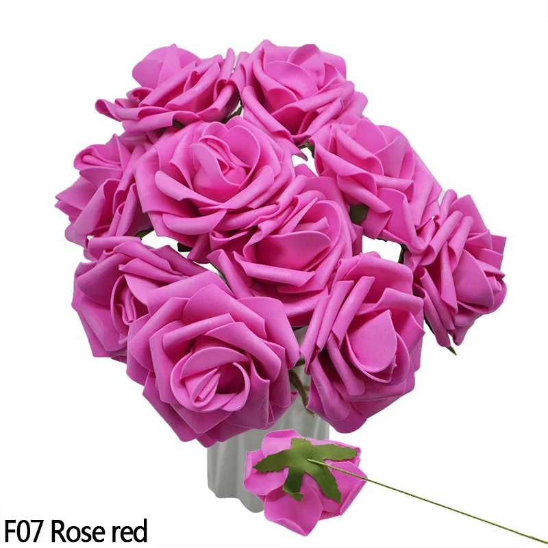 5 шт./лот 8 см Bigs ПЭ пена поддельные розы цветы голова для свадьбы украшения дома DIY Декоративные искусственные цветы венок белый - Цвет: Rose red
