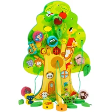 Игрушек! Новое поступление обучающая деревянная игрушка красочные животные шнуровка фрукты дерево дом нанизывание бусины Подарок для ребенка 1 шт