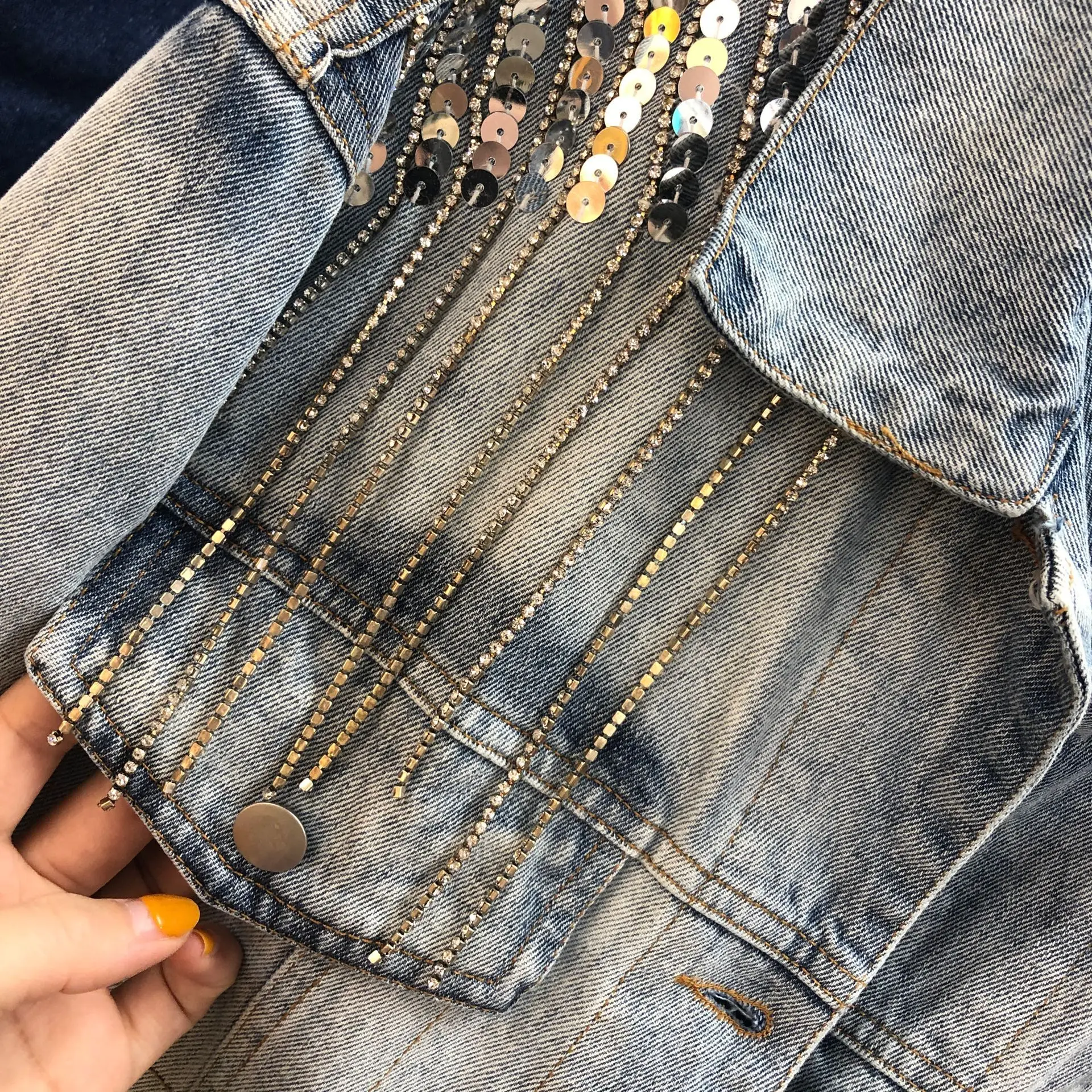 diamond fringe denim jacket
