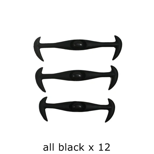 all black 12 шт./лот, эластичные шнурки, силиконовые шнурки, шнурки для обуви, шнурки для мужчин и женщин, обувь на шнуровке, резиновый шнурок Z004 - Цвет: all black