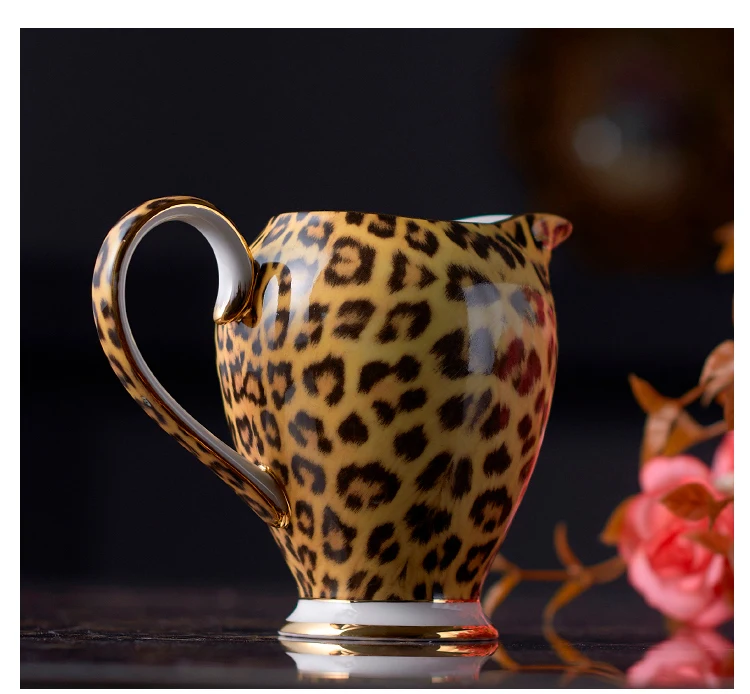 Leopard Afternoon Coffee Tea Cup Bone China Set