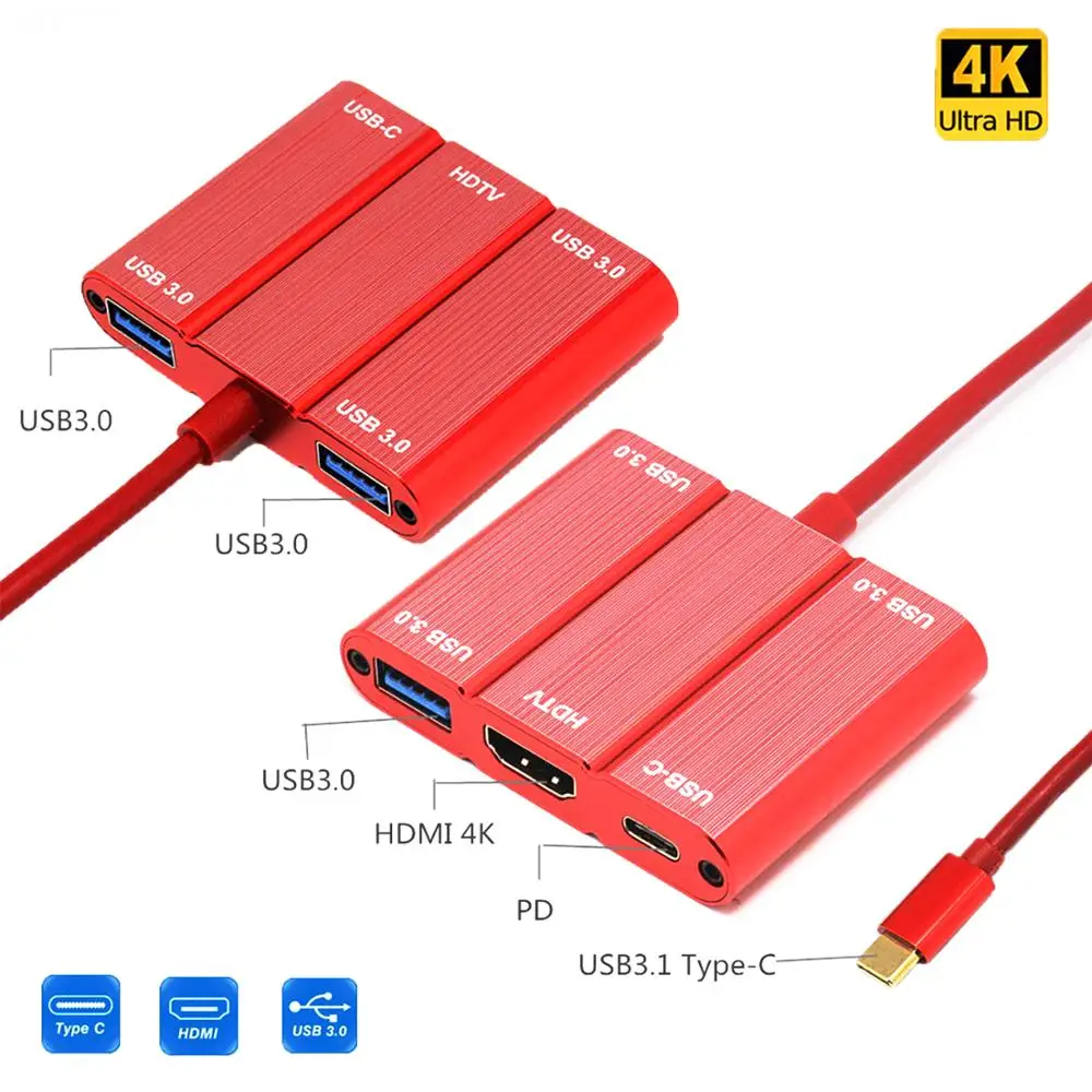 Usb адаптер YMY 5 в 1 концентратор USB Type C для 4K HDMI USB3.0 и PD зарядки совместимый с Apple MacBook