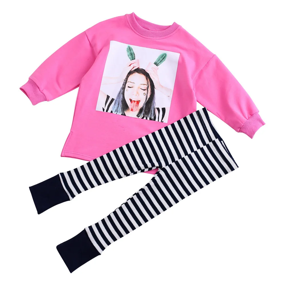 

Orangemon Offical Store New Spring Brand Clothes Suit Children Girls Cartoon Cute Clothes Coat + Pants Set Girls Sportswear