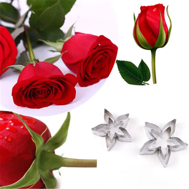 4pcs Rose Flower Cookie Cutter Stainless Steel Biscuit Mold Sugarcraft Pastry Fondant Cake Baking Decorating Tool | Дом и сад
