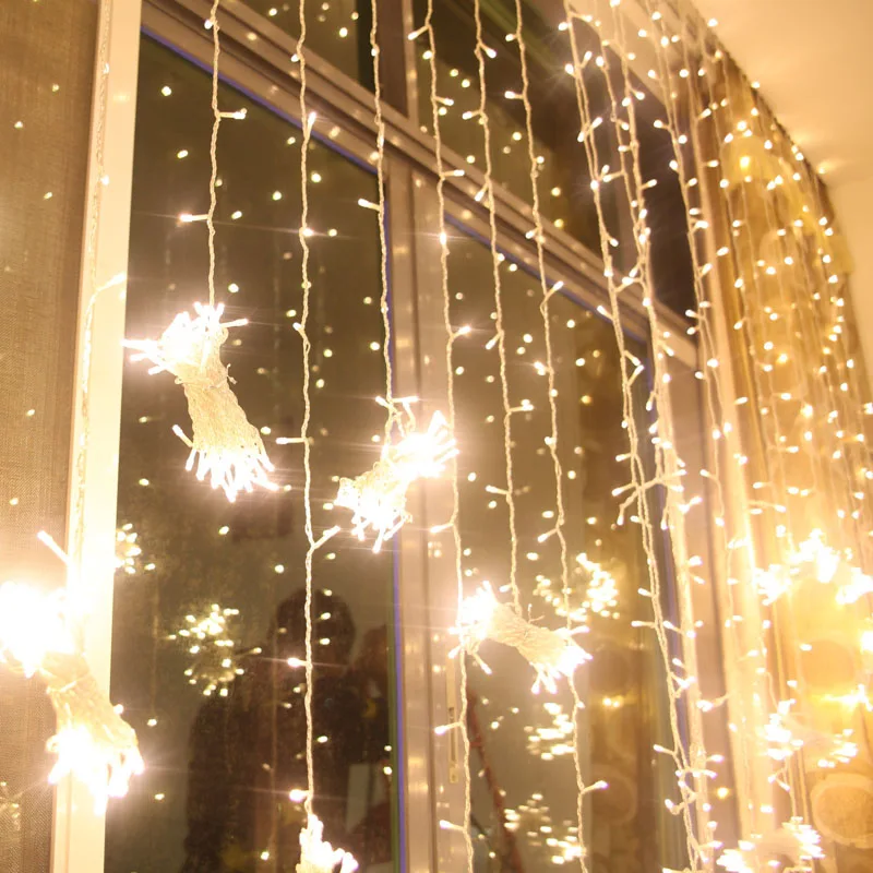 6Mx1M 256 LED Outdoor Holiday Lighting Christmas Decorative xmas Curtain String Fairy Garlands Party Wedding Light