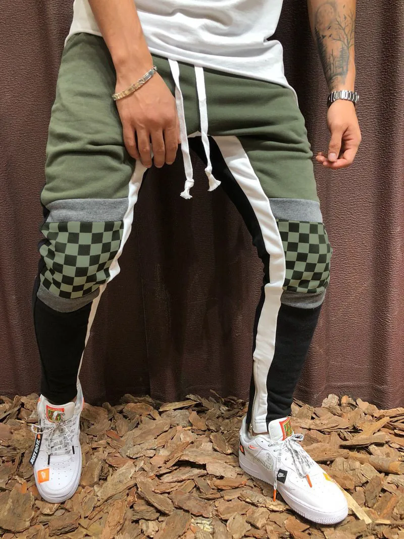 Plaid Print Jogger Sport Pants Fitness Running (6)