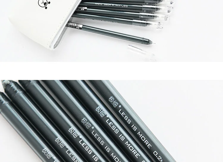 Material de Escritório Lote Criativo 0.2mm Super Fino Agulha Tinta Preta Gel Canetas Student Study Stationerys 12 Pçs - 20 Canetas de gel