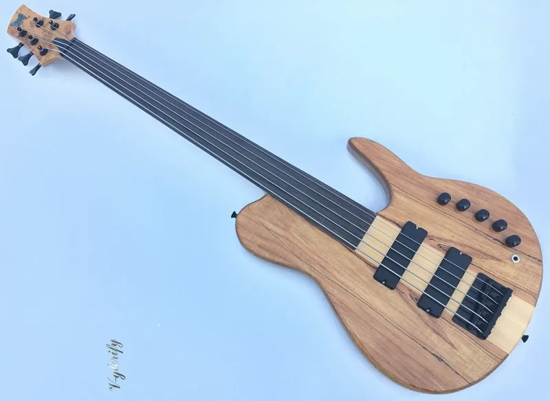 5 string fretless Active Electronics bass guitar neck through body bass