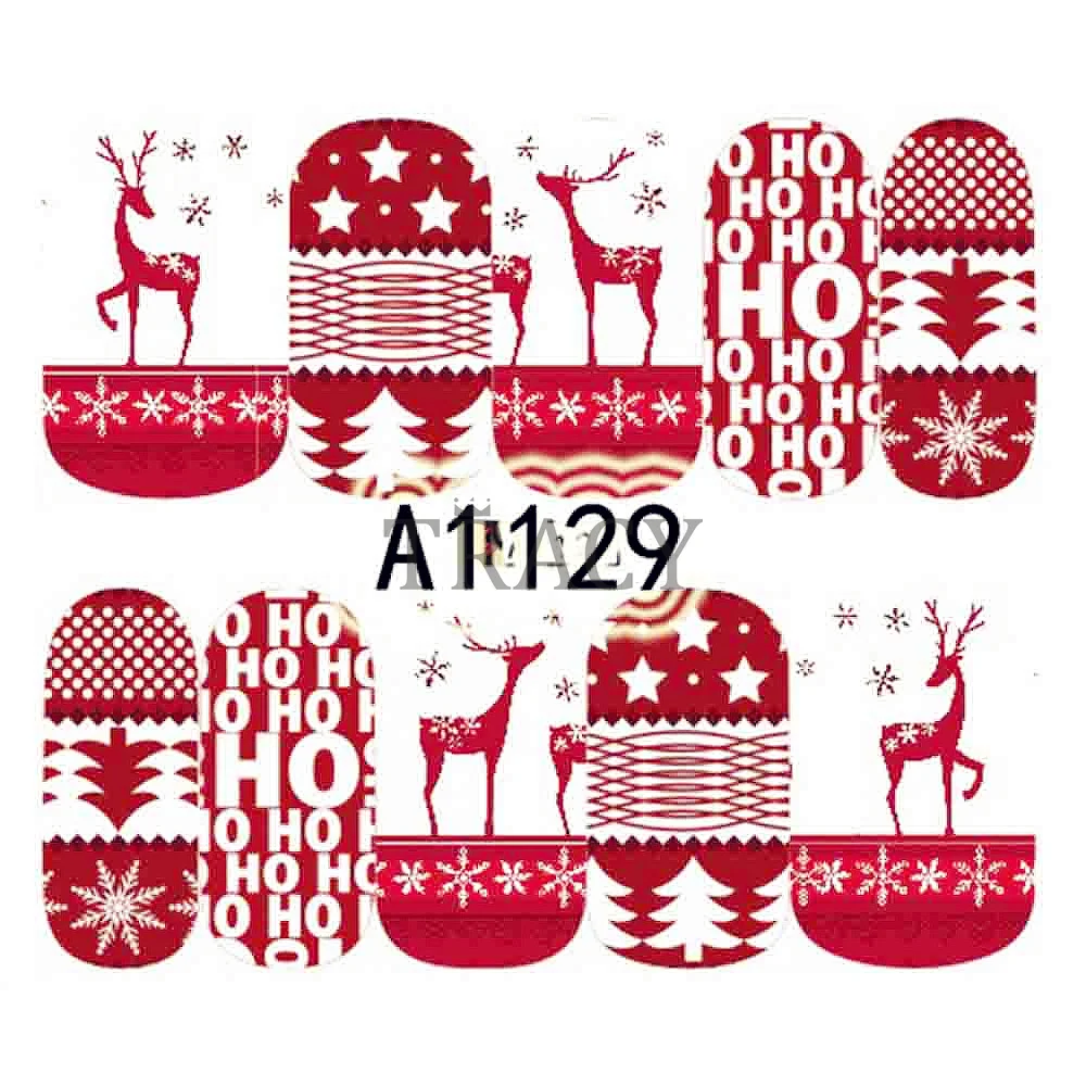48 дизайнов/лот рождественские красивые наклейки для ногтей, набор мультяшных наклеек с полным кончиком, сделай сам, Рождественские Татуировки гвоздь, художественные украшения, TRA1129-1176