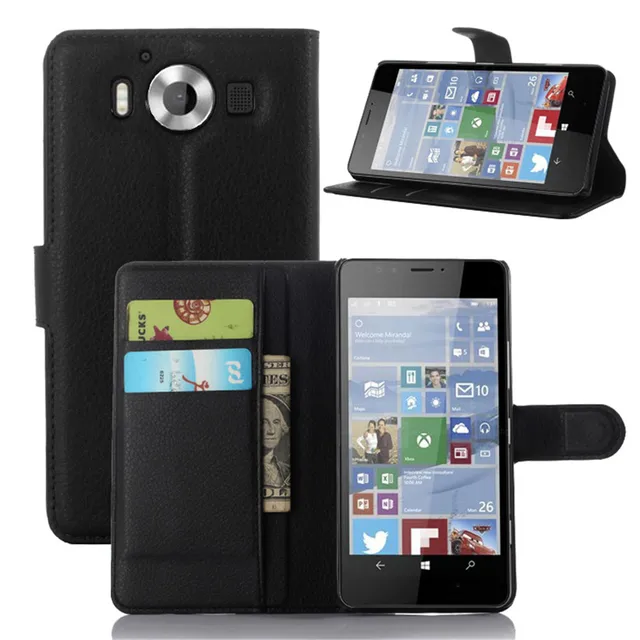 Best Price For Nokia Lumia 950 Case Luxury Leather Wallet Cover Case For Microsoft lumia 950 5.2 inch Phone Cases With Stand / Card Holder