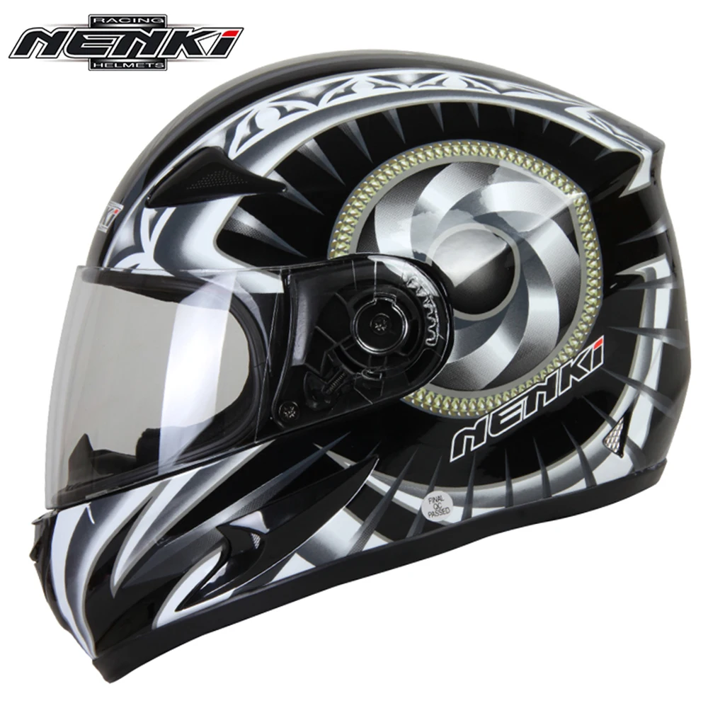 NENKI мотоциклетный шлем черный мото полный лицо Ретро скутер шлемы мотоциклетный шлем для верховой езды мужской шлем для мотокросса Casco Moto - Цвет: Black White