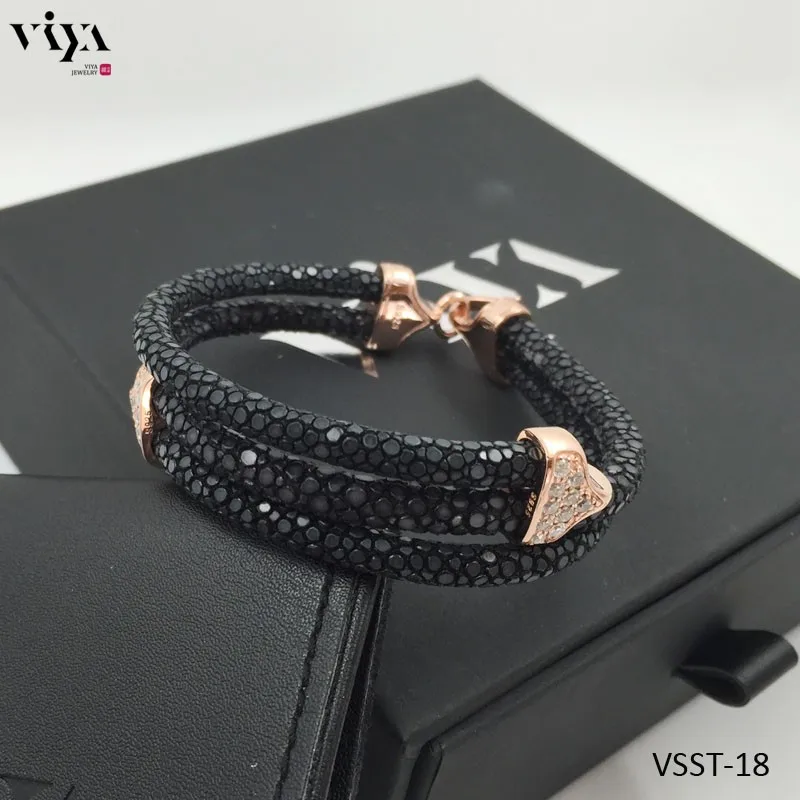 Origin Real Stingray Skin Bracelet with Swarovski stone setting-VSST-18 (6)