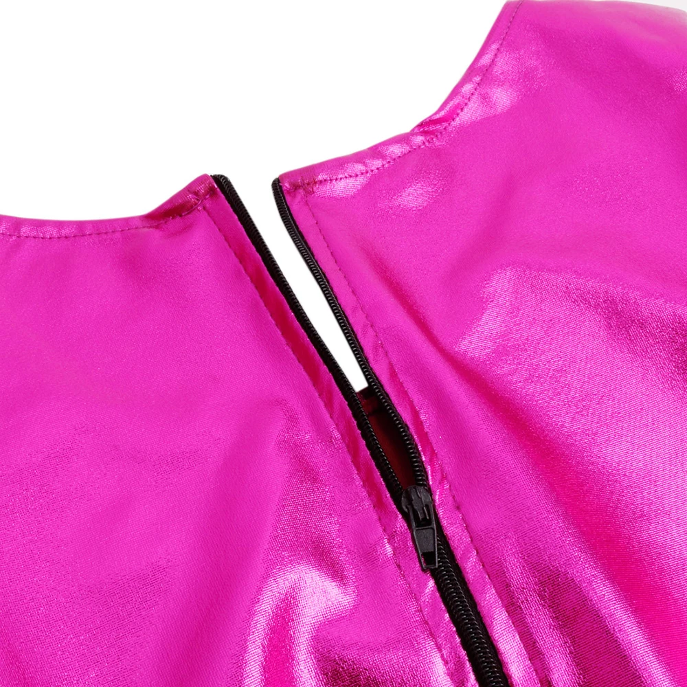 iEFiEL Sexy Womens Wetlook Bodycon Patent Leather Leotard Bodysuit with Zipper Crotch High Cut Dancewear for Nightclub Parties white bodysuit