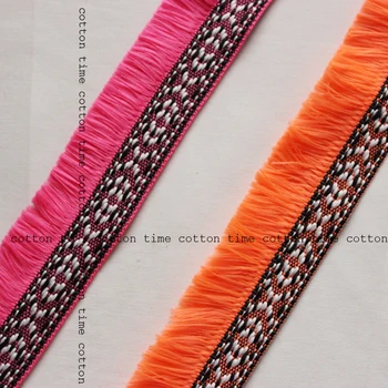 

5yards/lot Embroidery Tassel Boho Webbing 3.5cm Ethnic Ribbon 2colors chic trim accessory for bag garment home deco 2style