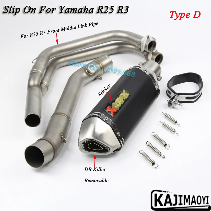 Slip on para Yamaha r25 R3 motocicleta escape modificado carbono Fibra silenciador Sistema completo acero conexión frontal con etiqueta