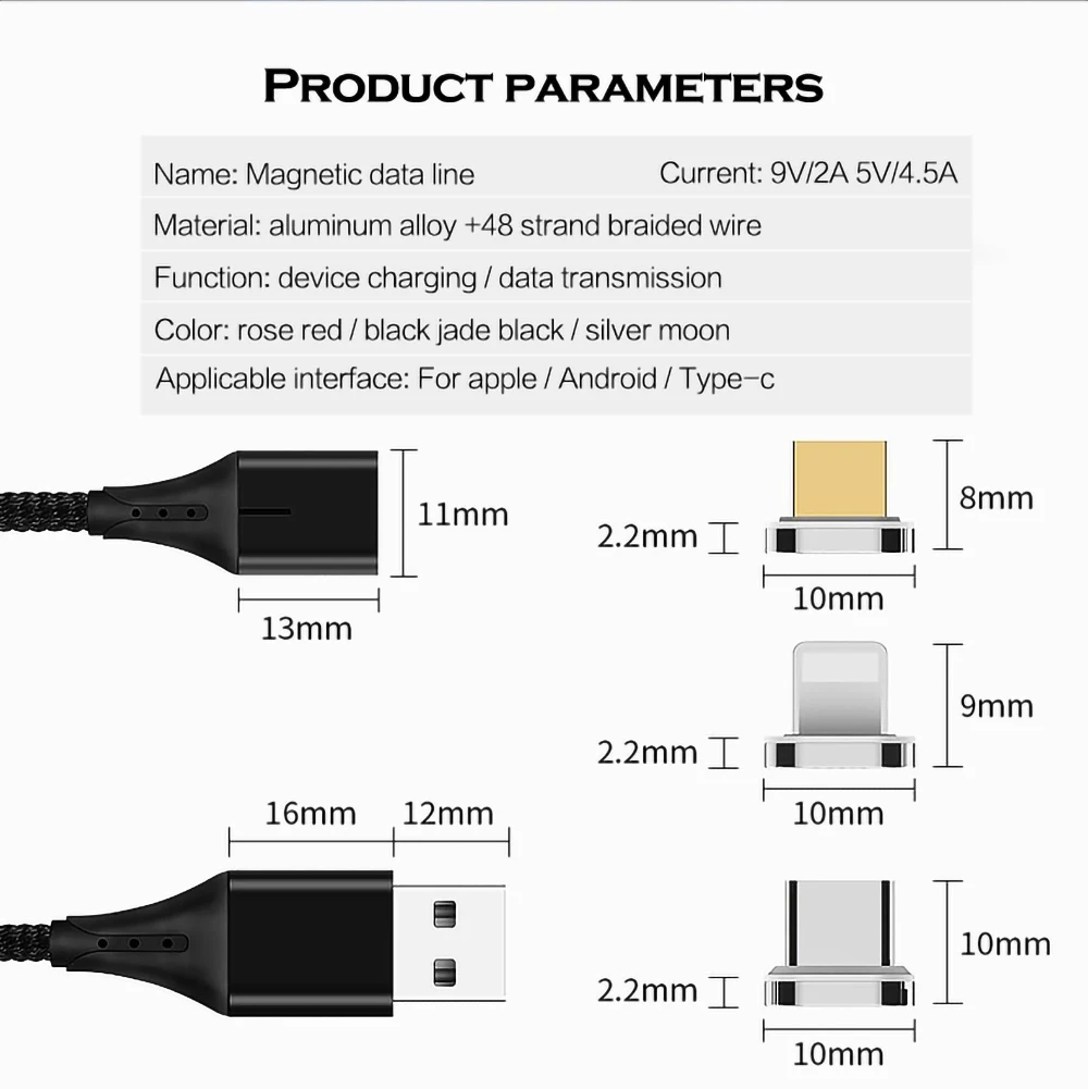 QC 3,0 Магнитный USB кабель 3A Магнитный зарядный кабель передачи данных для быстрой зарядки type C Micro USB C кабель для iPhone samsung Xiaomi huawei