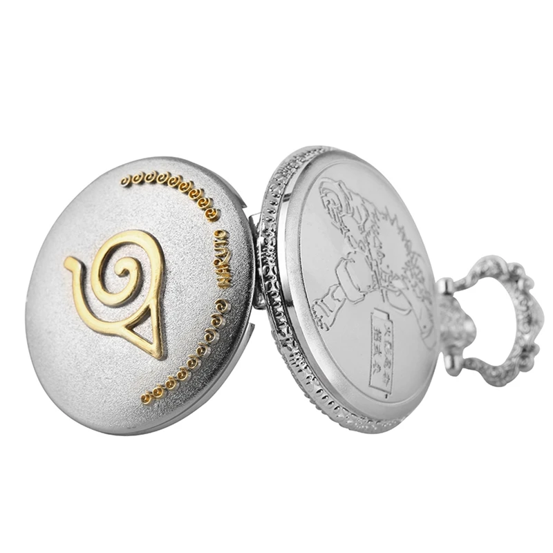 Серебряный/черный наруто Марка кварцевые карманные часы ожерелье Япония аниме тема Fob часы Мода кулон косплей подарок для мужчин женщин ребенок