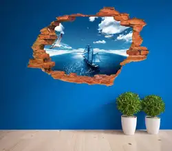 Home Decor 3D голубое небо море паровые наклейки декоративные Творческий Съемный стены Стикеры s стены Стикеры дома Deco mirror JU31