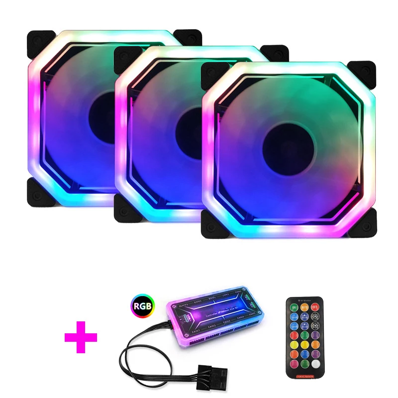 

3/6Pcs 120mm LED Quiet Computer PC Case Cooling Fan 12V CPU Heatsink Cooler Cooling Fan With Remote Control