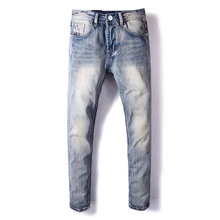 Vintage Designer Men Jeans Blue Color Straight Fit 100% Cotton Denim Pants hombre Fashion Classical Jeans Men Ripped Jeans homme Vintage Designer Men Jeans Blue Color Straight Fit 100% Cotton Denim Pants hombre Fashion Classical Jeans Men Ripped Jeans homme