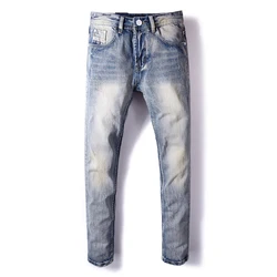 Hombres Del Diseñador Vintage Pantalones Vaqueros de Color Azul Ajuste Recto 100% Algodón Pantalones de Mezclilla Hombre Jeans Clásicos de Moda Hombres Ripped Jeans Homme Hombres Del Diseñador Vintage Pantalones Vaqueros de Color Azul Ajuste Recto 100% Algodón Pantalones de Mezclilla Hombre Jeans Clásicos de Moda Hombres Ripped Jeans Homme