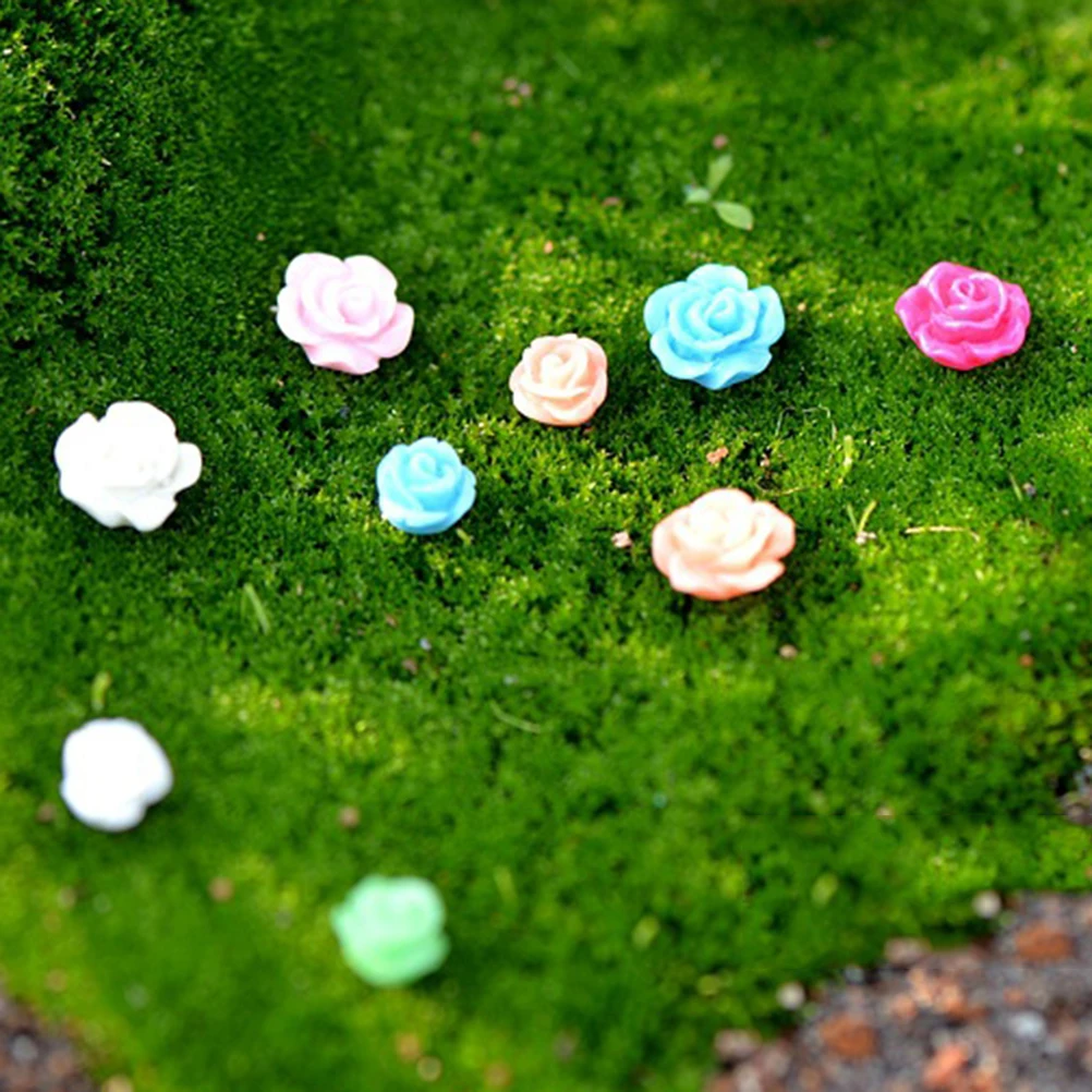 5Pcs/lot Colorful Mini Simulation flowers Mini Garden Decoration Fairy Garden Miniature Terrarium Accessories 2 Sizes Random