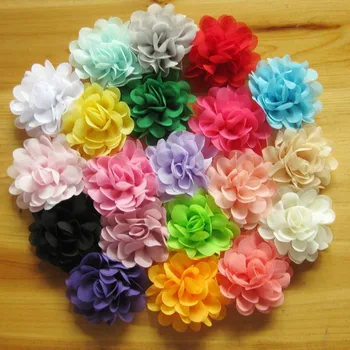 

Wholesale 2.75 " girls DIY Chiffon flowers Flat Back for hair headband hairclips 20Colors 120pcs/lot freeshipping