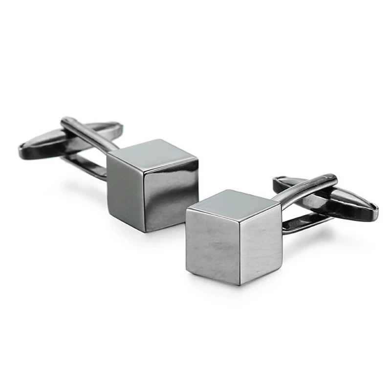 

WN New high quality brass rhodium plating gun black cube Cufflinks French fashion men Cufflinks Wedding Dress Accessories