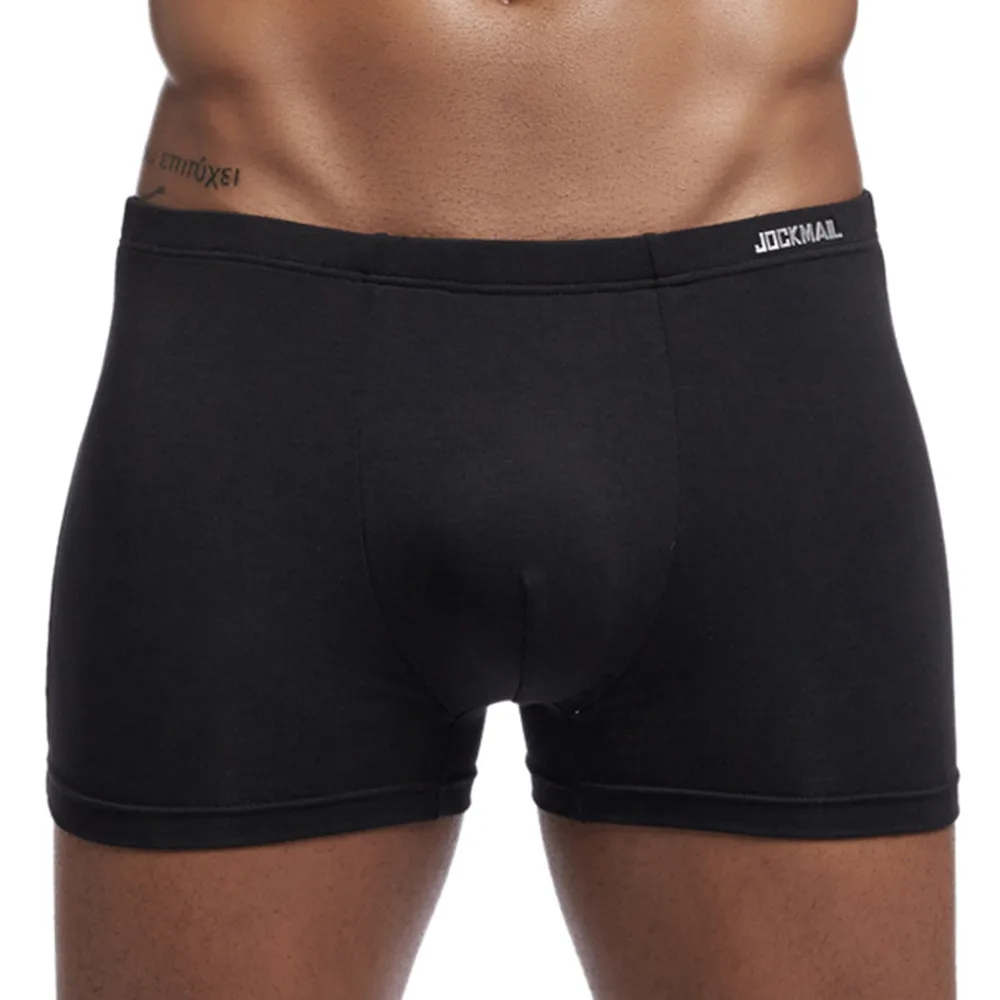 Нижнее белье мужские боксеры мужские сексуальные шорты трусы с отдельной секцией для пениса хлопковые мягкие трусы Vetement Homme Прямая - Цвет: Black