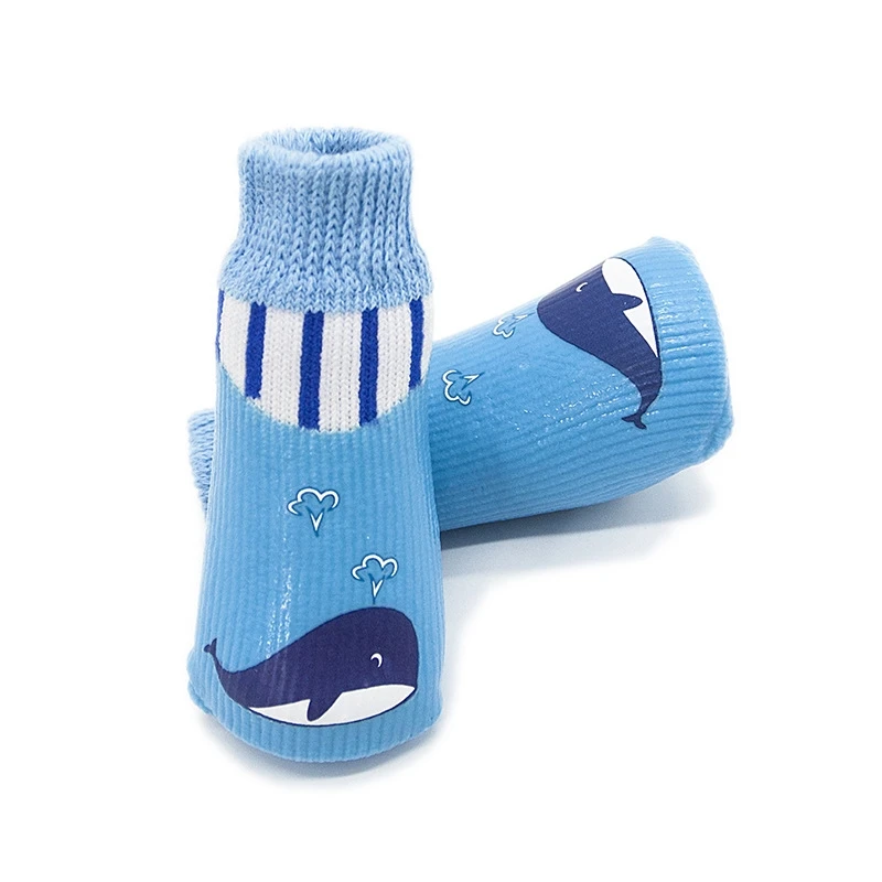 Новые носки для собак, водонепроницаемые и Нескользящие хлопковые носки с котами из мультфильма, гольфы для бульдога,, теплые чулки с котом для щенка - Цвет: Blue