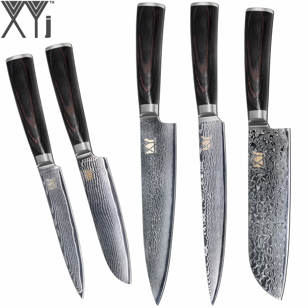 XYj VG10 Core Damascus Knives 5 Pcs Knife Sets Fashion Japanese