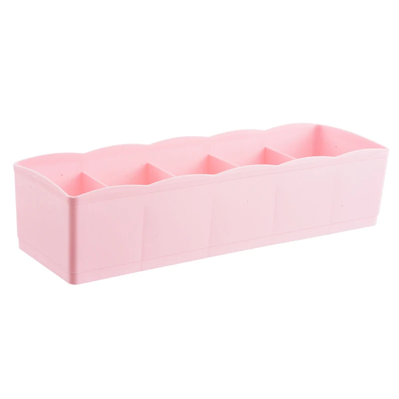 DOZZLOR 1 шт. 5 сеток пластиковая коробка для хранения макияжа настольные носки бюстгальтер нижнее белье Органайзер шкаф коробка для хранения Органайзер гардероб - Цвет: 26.5x8x6.5cm pink