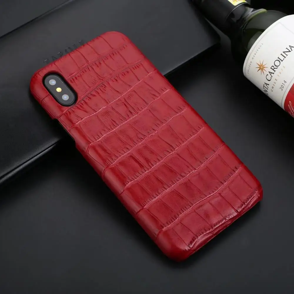 Чехол из натуральной кожи для iphone x Аллигатор чехол для телефона чехол для iphone x задняя крышка - Цвет: Красный