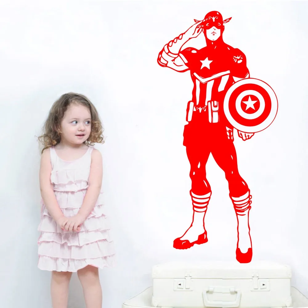 Personalised Captain America Wall Vinyl Sticker Super hero Superhero Comic Decal