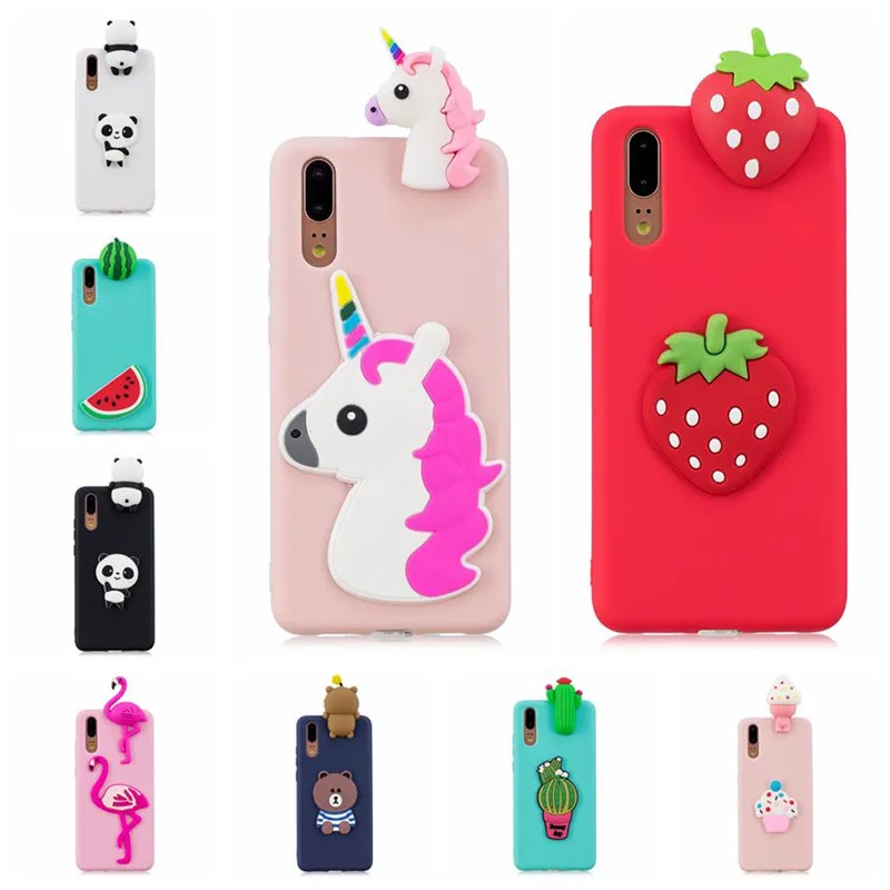 

For Huawei P20 Lite Nova 3e 3D Cartoon Unicorn Panda Phone Cases Soft TPU Silicon Back Cover For Coque Huawei P20 Pro P 20 case