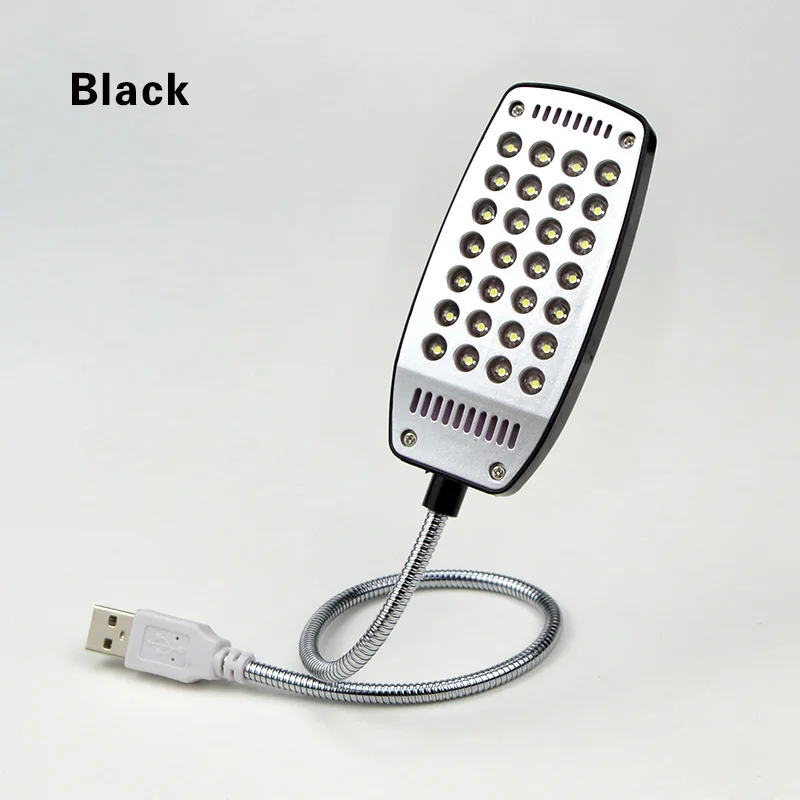 Портативный USB СВЕТОДИОДНЫЙ Настольный светильник, регулируемый гибкий светодиодный светильник для книг, ПК, ноутбука, компьютера, ночная лампа для чтения, защита глаз - Испускаемый цвет: Plastic 28leds black