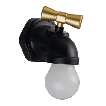 

USB Rechargeable LED Novelty Night Light Tap Light Faucet Shape Voice-activated Lamp for Nursery Bedroom DC 5V