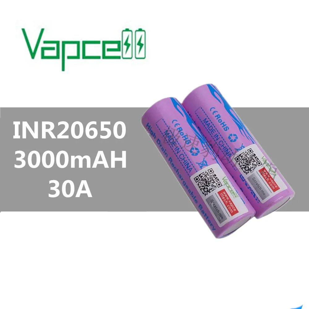 4pcs VAPCELL INR 20650 battery 3000mAh lithium 30A HIGH POWER electric tool 3.7V electronic smoke E-CIG IMR VS Keeppower | Электроника