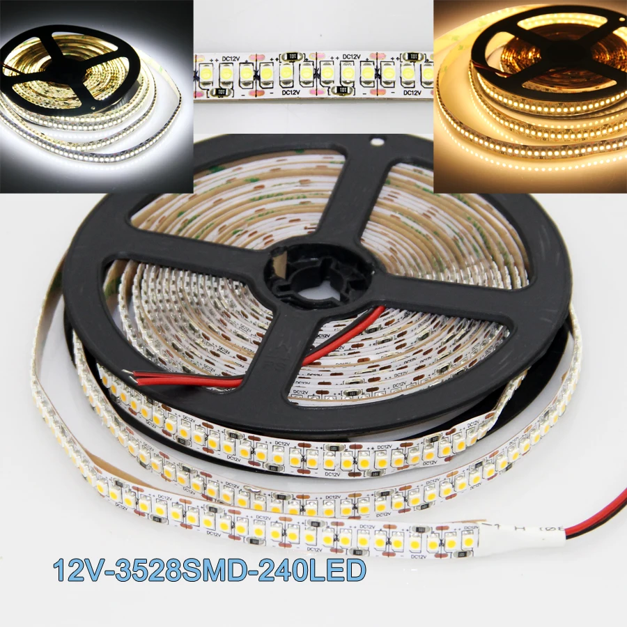 

10 Rolls 50 Meter SMD 3528 Led Strip Light 240LED/m Ultra Bright Strip Light Non-Waterproof Warm White Cool White DC12V