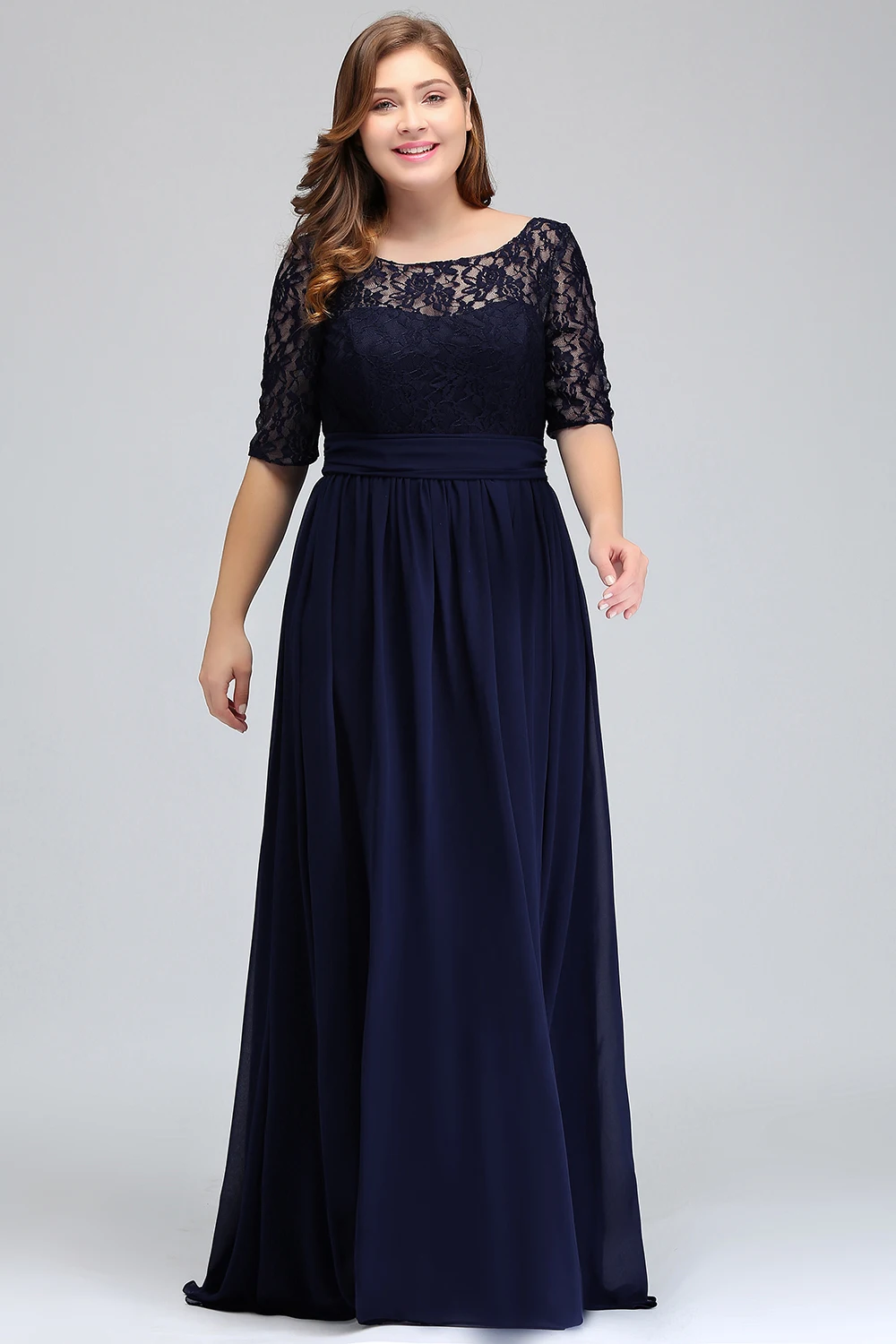 Розовый Длинные свадебные платья большие размеры 22 W 24 W 26 W 2019 Vestido longo овальным вырезом Свадебные праздничные платья дешевые Для женщин