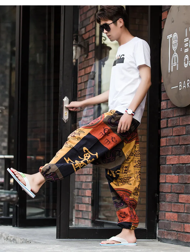 harem trousers Men Women Baggy Harem Pants Hip hop Joggers Causal Loose Trousers Aladdin Crotch Wide Leg Cotton Linen Pants Pantalones Hombre hippy pants