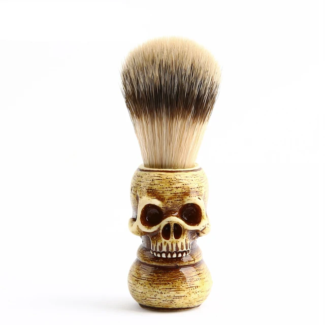 new men shaving brush resin skull head badger beard brush skeleton