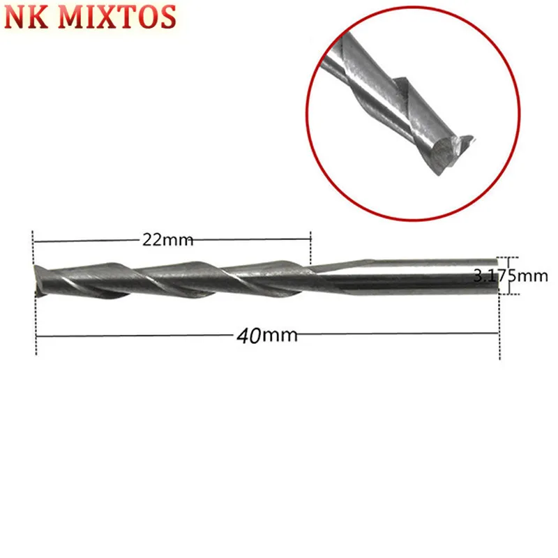 NK MIXTOS 1 шт. 1/8 'Ɖ 175 мм Карбид CNC двойные две флейты спиральные биты Концевая