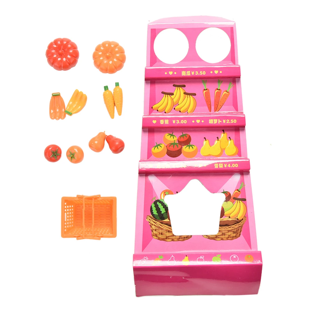 

11 Pcs fashion Plastic Dollhouse Miniaturefor Barbies Dolls Kitchen Fruit Vegetables Basket Set Kids Toys