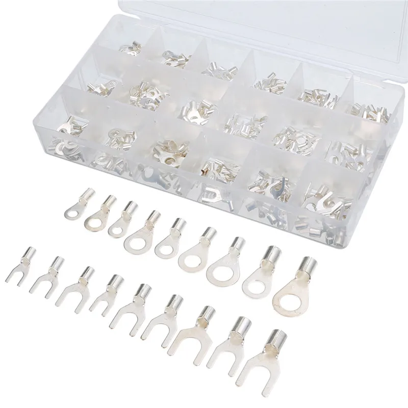 

Mayitr 420pcs Non-Insulated Spade Ring Crimp Terminal 18 In 1 Terminals Electrical Wire Connector Set